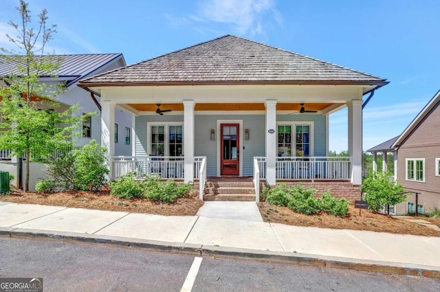 1130 Lupo Loop, Chattahoochee Hills, GA 30268 - bungalow-style house with ceiling fan and a porch