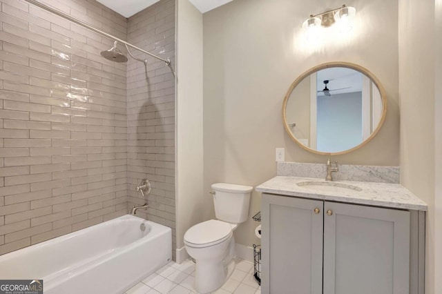 1130 Lupo Loop, Chattahoochee Hills, GA 30268 - bathroom featuring vanity, shower / bathtub combination, and tile patterned floors