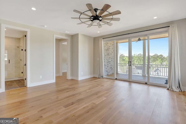 1130 Lupo Loop, Chattahoochee Hills, GA 30268 - unfurnished room with light wood finished floors, ceiling fan, and recessed lighting