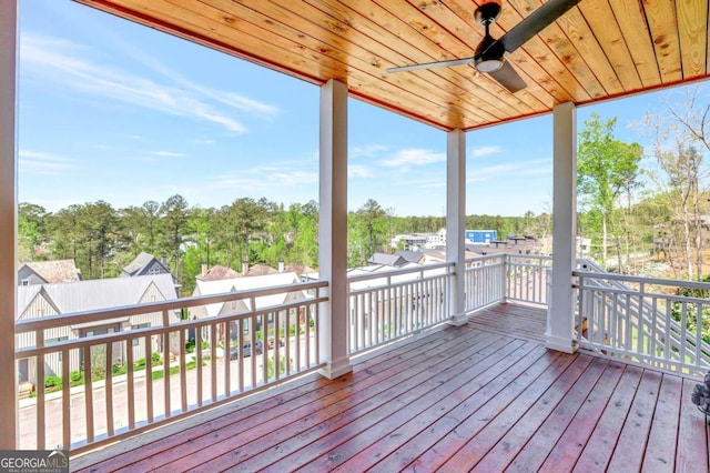 1130 Lupo Loop, Chattahoochee Hills, GA 30268 - deck with a ceiling fan and view of wooded area