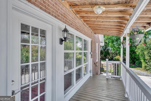 wooden deck with covered porch