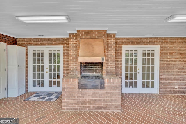 view of patio / terrace with french doors and grilling area