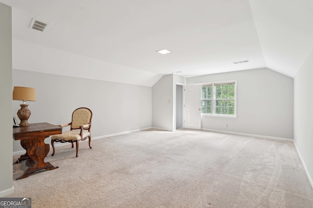 918 Guinevere Way SW, Lilburn, GA 30047 - home office featuring lofted ceiling and carpet flooring
