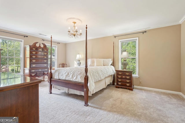 918 Guinevere Way SW, Lilburn, GA 30047 - bedroom with a chandelier, crown molding, and carpet floors