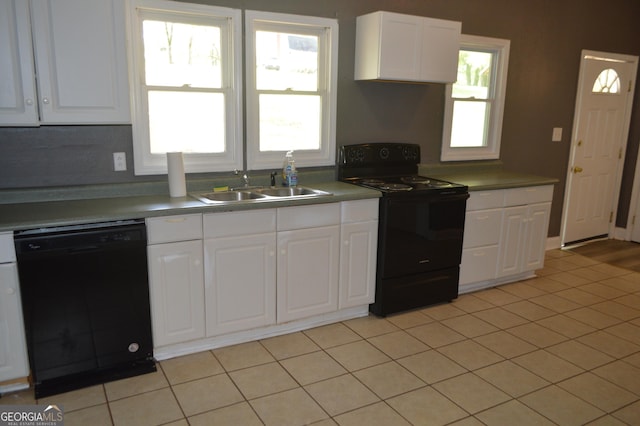 66 Topaz Ln, Royston, GA 30662 - kitchen with a wealth of natural light, white cabinets, a sink, and black appliances