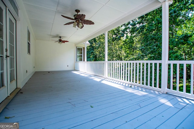 4149 Yancey Rd, Douglasville, GA 30135 - wooden terrace featuring a ceiling fan