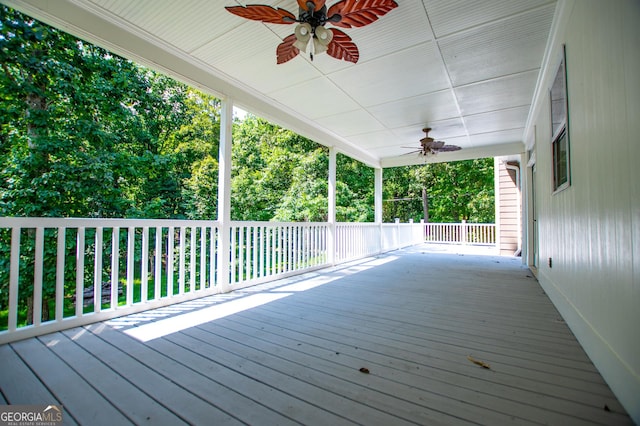 4149 Yancey Rd, Douglasville, GA 30135 - wooden terrace with ceiling fan
