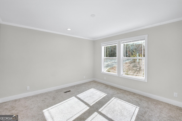 350 Pea Ridge Rd, Ball Ground, GA 30107 - spare room with ornamental molding, carpet flooring, baseboards, and recessed lighting