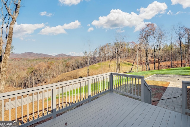 350 Pea Ridge Rd, Ball Ground, GA 30107 - wooden deck with a mountain view and a lawn