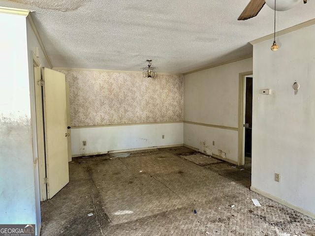 3038 Parc Lorraine, Lithonia, GA 30038 - empty room with crown molding, ceiling fan, and a textured ceiling