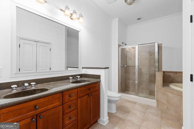 11 Perimeter Ctr E Unit 1404, Atlanta, GA 30346 - full bath with a stall shower, a garden tub, double vanity, and tile patterned flooring
