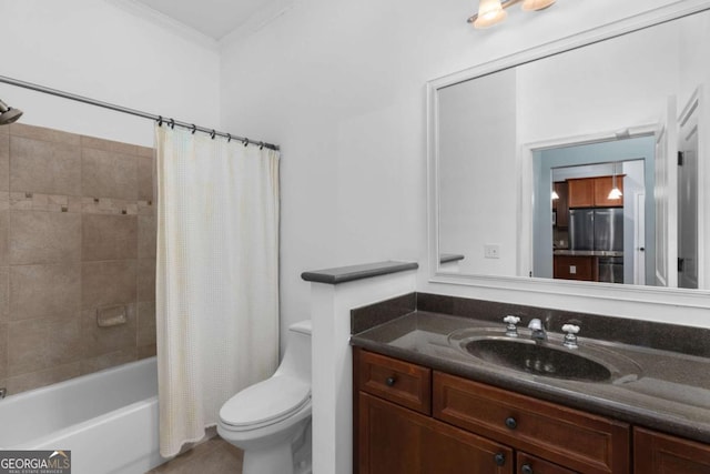 11 Perimeter Ctr E Unit 1404, Atlanta, GA 30346 - bathroom featuring vanity, shower / tub combo, and ornamental molding
