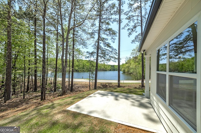 100 N Stewart Ln, Griffin, GA 30224 - exterior space featuring a water view and a patio