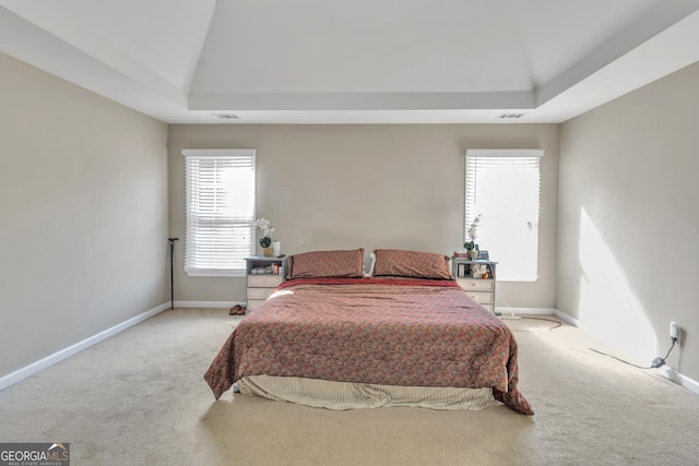 1812 Mountain Lake Dr NW, Kennesaw, GA 30152 - bedroom featuring carpet, vaulted ceiling, and a tray ceiling