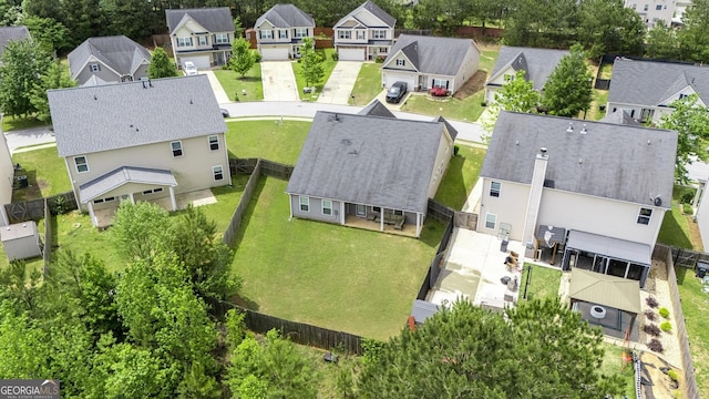 bird's eye view with a residential view