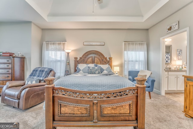 11 Bush Arbor Pl SW, Rome, GA 30165 - bedroom with multiple windows, light colored carpet, baseboards, and a raised ceiling