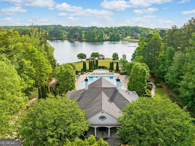 1330 Badingham Dr, Cumming, GA 30041 - aerial view of a pool area and a large body of water