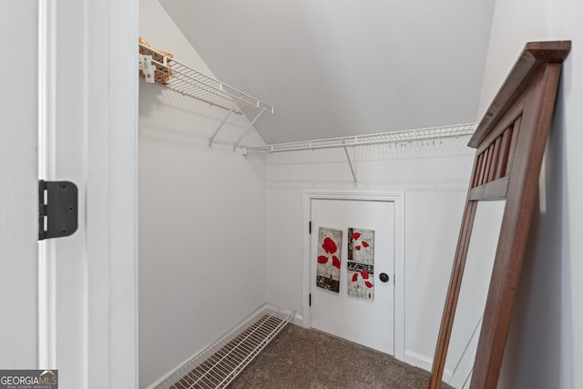1035 Bridle Path Dr, Lawrenceville, GA 30045 - walk in closet featuring carpet and lofted ceiling