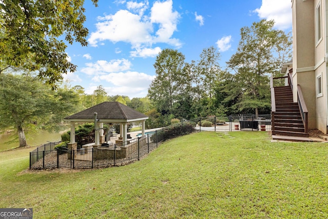 12 Arbor Shrs, Newnan, GA 30265 - view of yard featuring a gazebo, stairs, and view of scattered trees