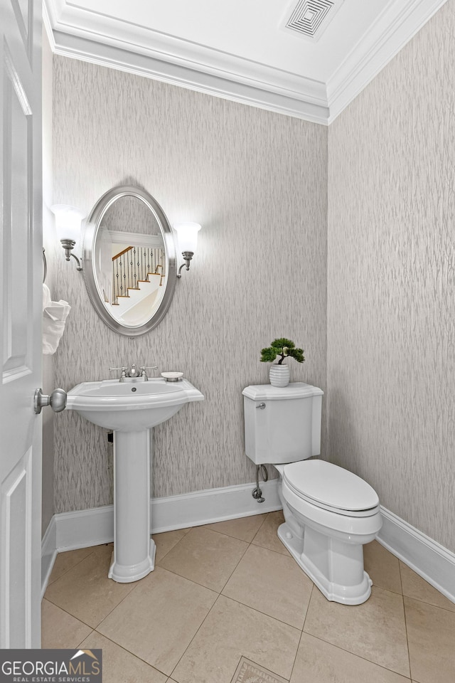 12 Arbor Shrs, Newnan, GA 30265 - half bath featuring crown molding and tile patterned flooring