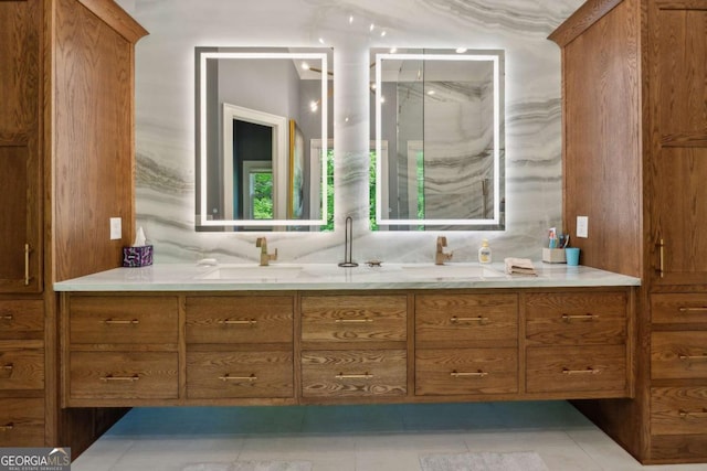 448 Golden Bear Pass, Dahlonega, GA 30533 - full bath with double vanity and tile patterned floors