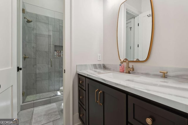 448 Golden Bear Pass, Dahlonega, GA 30533 - bathroom featuring vanity, a shower stall, and toilet