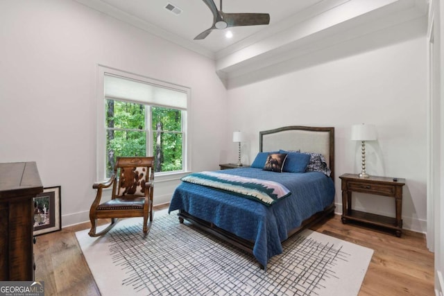 448 Golden Bear Pass, Dahlonega, GA 30533 - bedroom with ornamental molding, wood finished floors, baseboards, and a ceiling fan