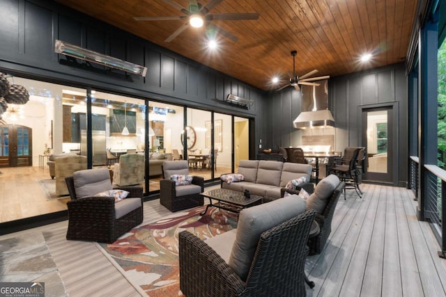 448 Golden Bear Pass, Dahlonega, GA 30533 - building lobby with a decorative wall, wood ceiling, and a towering ceiling