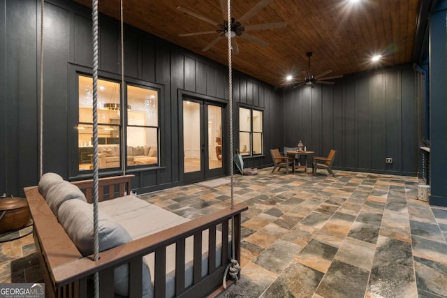 448 Golden Bear Pass, Dahlonega, GA 30533 - bedroom with wood ceiling, french doors, stone finish floors, and access to outside