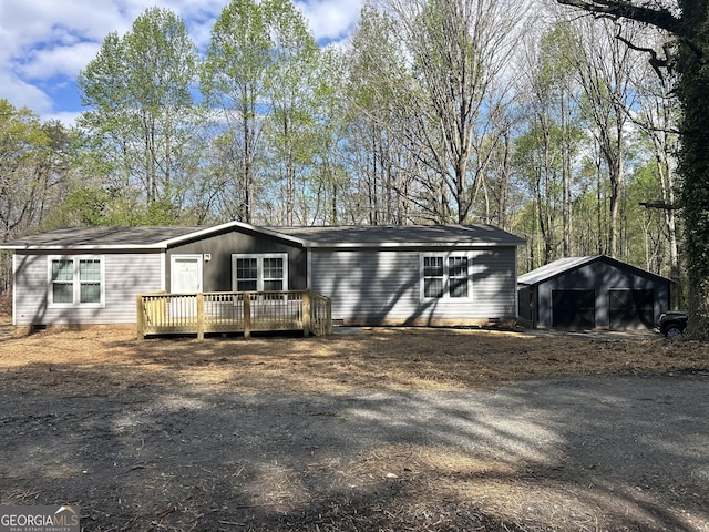 view of front of house with crawl space and a wooden deck