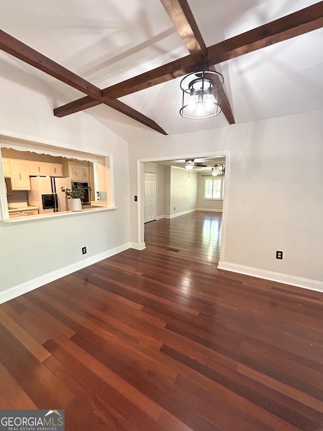3411 Ponderosa Rd, Portal, GA 30450 - unfurnished living room with a ceiling fan and dark wood-style floors