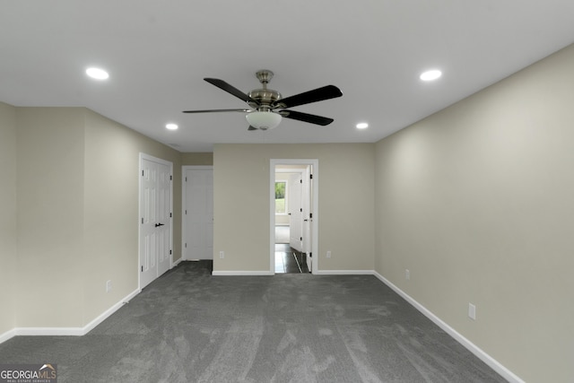6048 Golf View Xing, Locust Grove, GA 30248 - unfurnished room with recessed lighting, dark carpet, and a ceiling fan