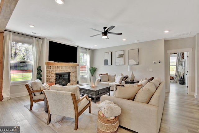 196 Saddleridge Trl, Senoia, GA 30276 - living room featuring a wealth of natural light, visible vents, baseboards, and a ceiling fan