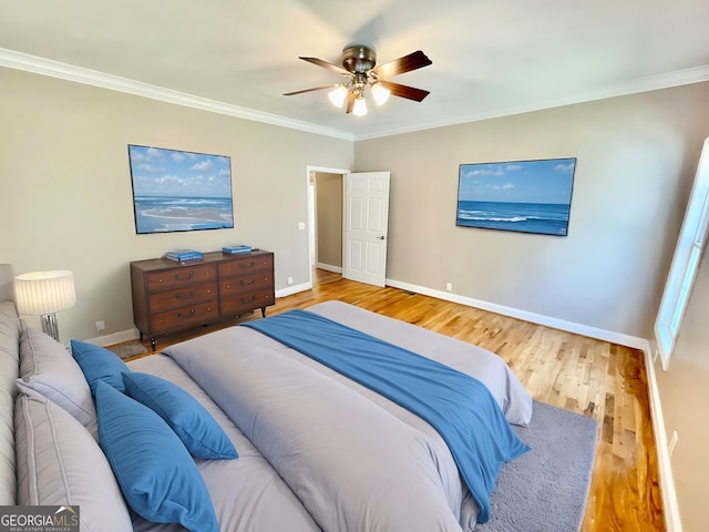 293 N Avery Rd NW, Rome, GA 30165 - bedroom featuring wood finished floors, baseboards, a ceiling fan, and ornamental molding