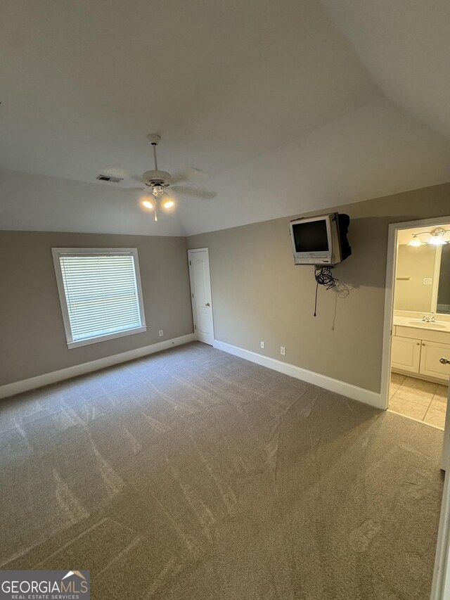 135 Danube Trl, Stockbridge, GA 30281 - interior space featuring visible vents, light colored carpet, baseboards, and a ceiling fan