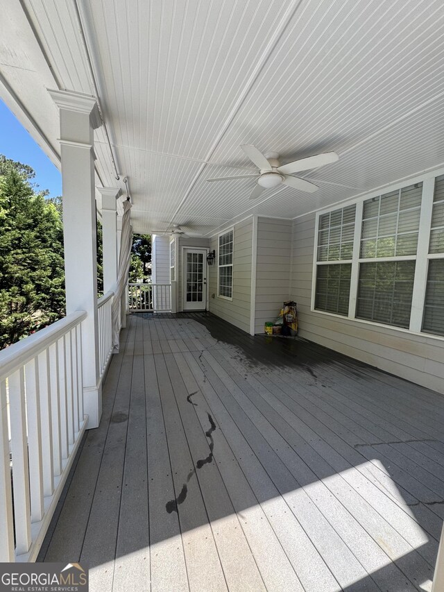 135 Danube Trl, Stockbridge, GA 30281 - wooden terrace featuring a ceiling fan