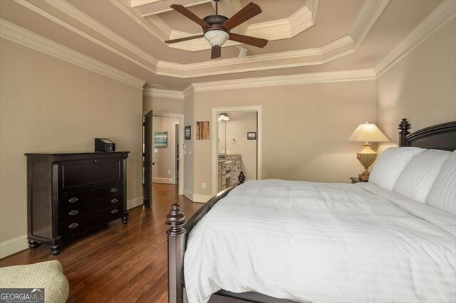 1786 Cambridge Sq, Watkinsville, GA 30677 - bedroom featuring baseboards, crown molding, a ceiling fan, and wood finished floors