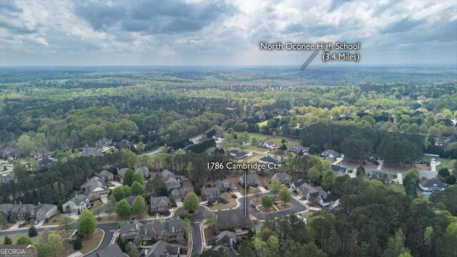 1786 Cambridge Sq, Watkinsville, GA 30677 - birds eye view of property with a wooded view and a residential view