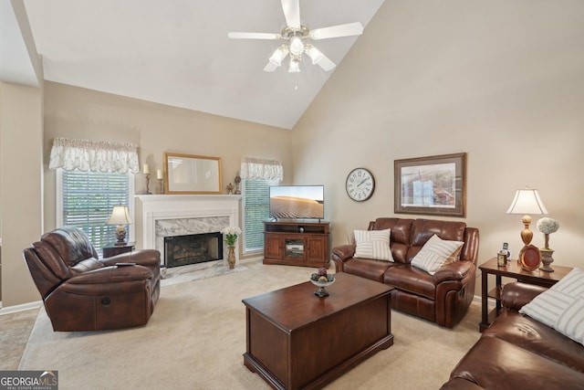 2545 Amberbrook Ln, Grayson, GA 30017 - living room featuring a wealth of natural light, ceiling fan, and light carpet