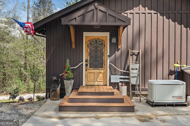 entrance to property with board and batten siding
