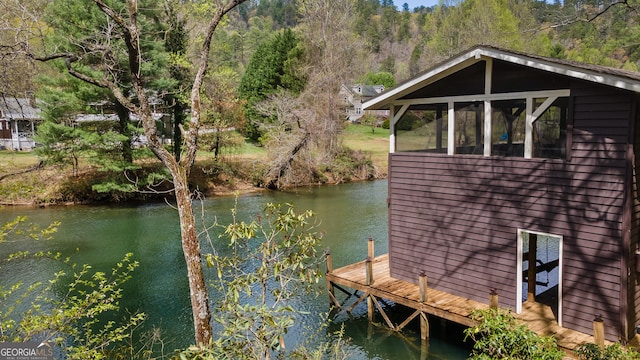 view of dock featuring a water view