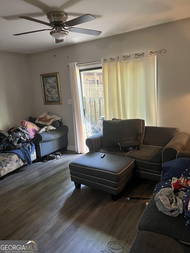 1331 Woodstone Trce, Morrow, GA 30260 - living area featuring ceiling fan and wood finished floors