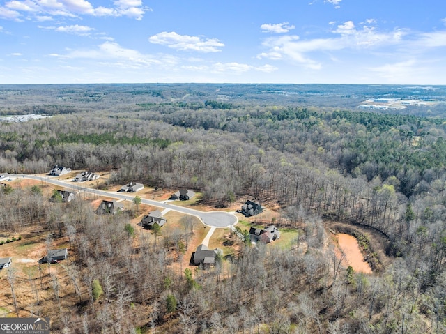 bird's eye view with a view of trees