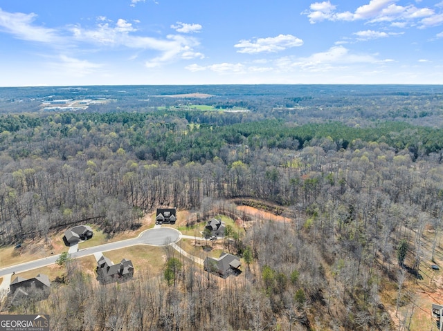 aerial view with a wooded view