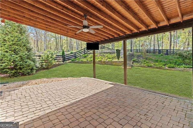 6655 Grove Meadows Ln, Cumming, GA 30028 - view of patio / terrace featuring fence and ceiling fan