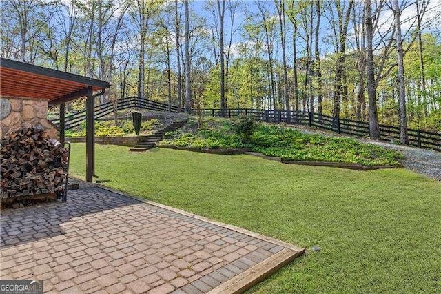 6655 Grove Meadows Ln, Cumming, GA 30028 - view of yard with a patio, fence, and stairs