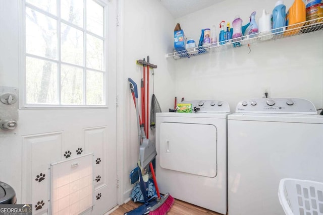 166 Rustin Dr, Dallas, GA 30157 - laundry room featuring washer and dryer and light wood finished floors
