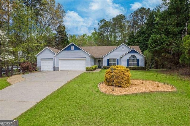 328 Allatoona Shores Dr, Canton, GA 30114 - ranch-style house with a front yard, a garage, and concrete driveway