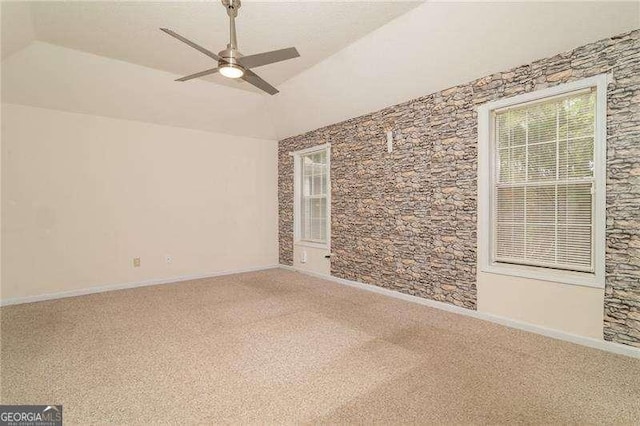328 Allatoona Shores Dr, Canton, GA 30114 - spare room with carpet floors, ceiling fan, and lofted ceiling