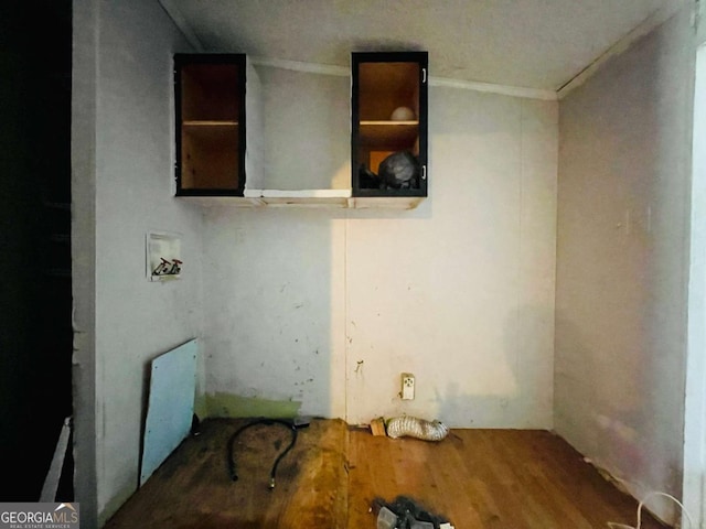 1546 Bob Mann Rd, Maysville, GA 30558 - washroom featuring crown molding, hookup for a washing machine, and wood finished floors